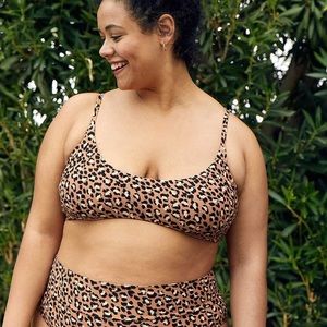 Aerie NWT Animal Print Scoop Bikini Top Size XL